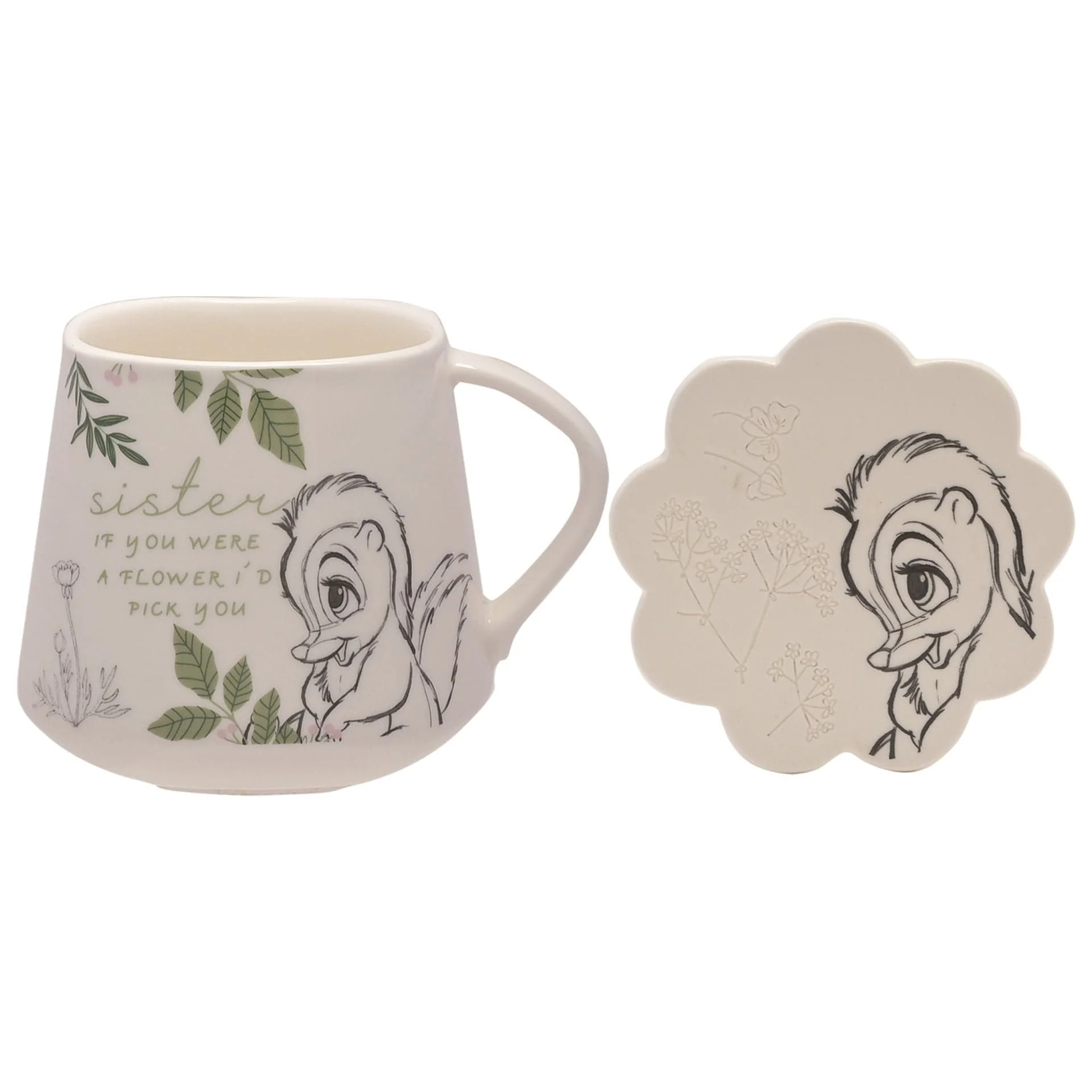 Disney Home Forest Friends Flower Mug & Coaster Set 'Sister' Bambi