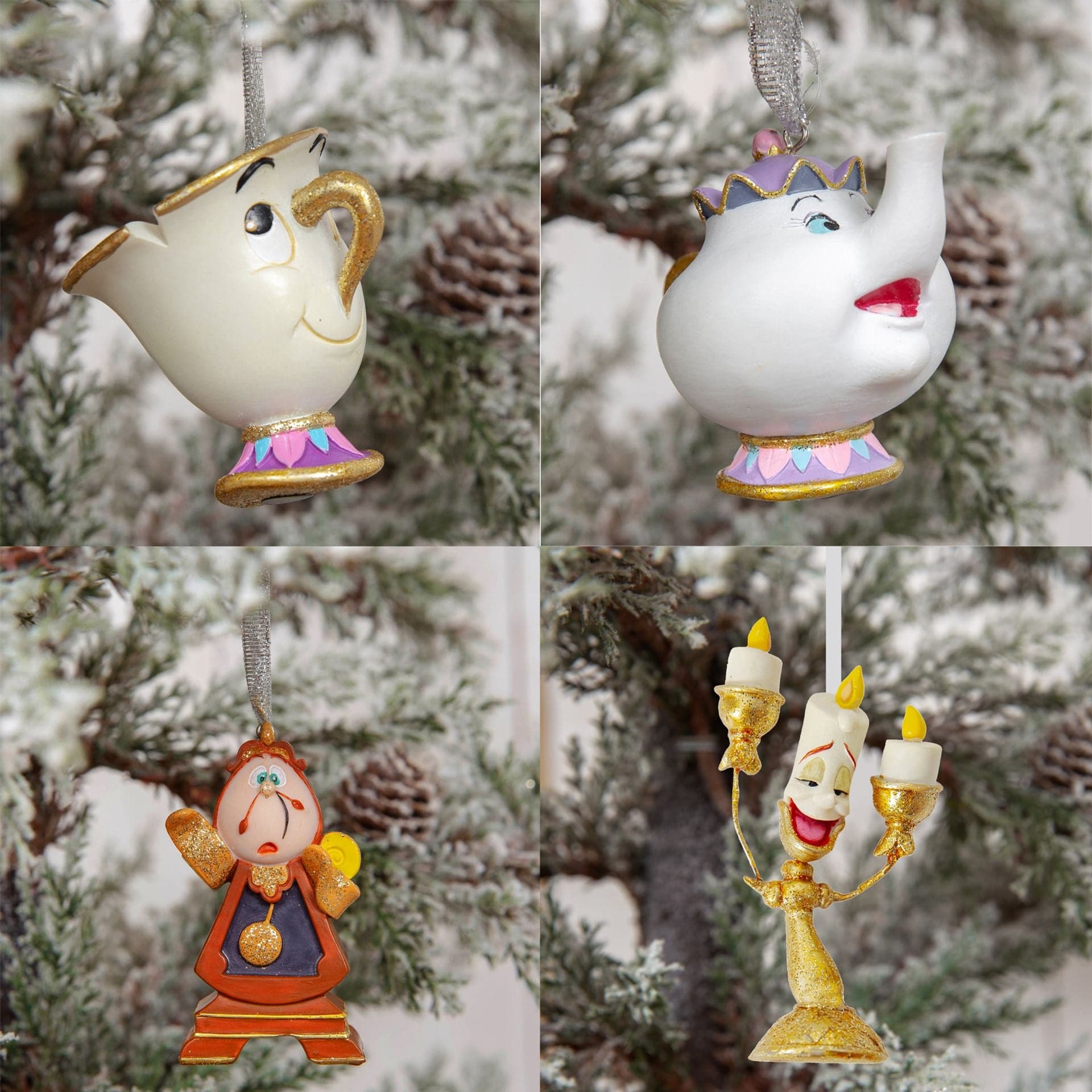 Disney Icons And Villains Set of 4 Beauty & The Beast Resin Hanging Decorations - Image 6