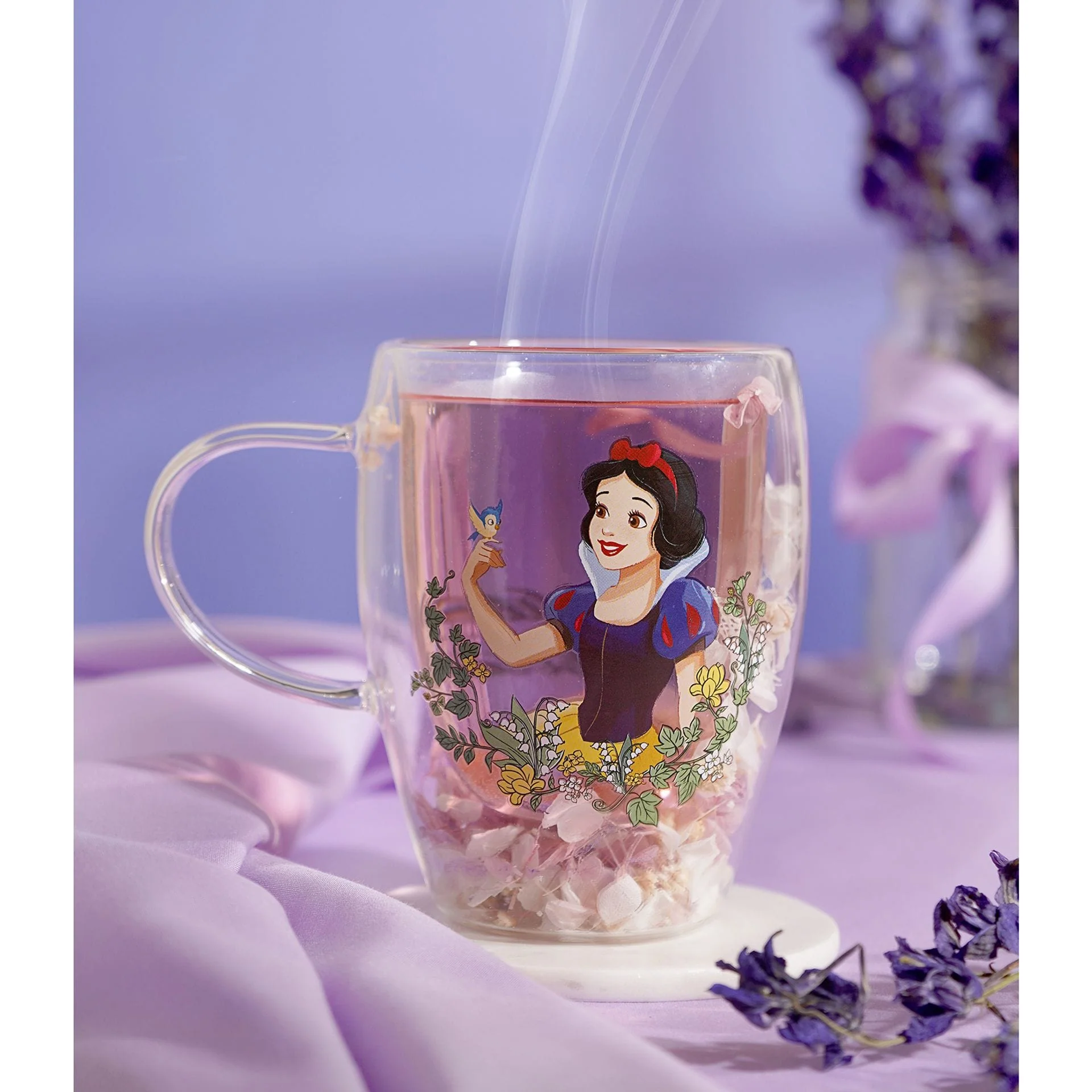 Disney Pastel Princess Floral Decorative Glass Mug - Snow White - Image 2