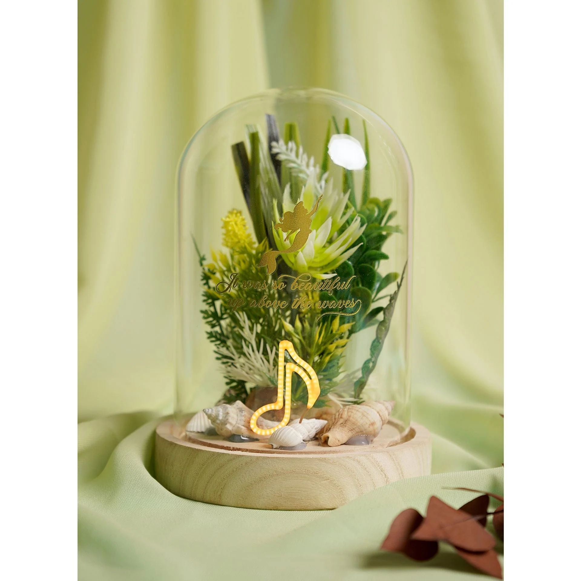 Disney Pastel Princess Florals In A Cloche With Neon Light - Ariel The Little Mermaid - Image 2