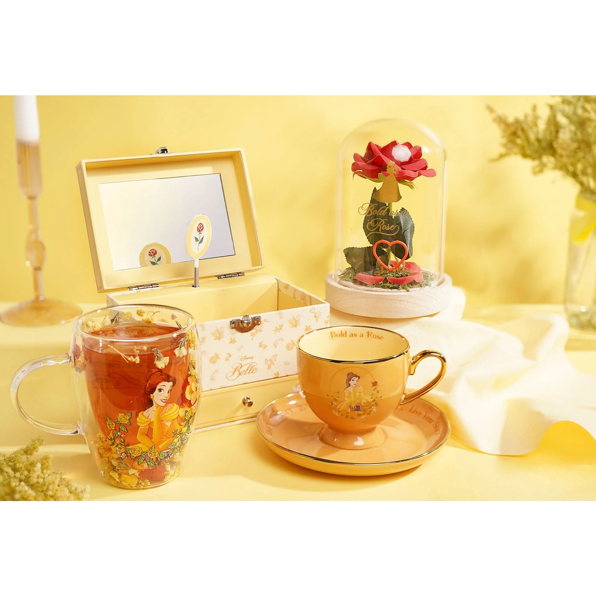 Disney Pastel Princess Florals In A Cloche With Neon Light - Belle Beauty And the Beast - Image 5