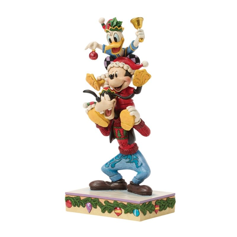 Disney Traditions A Holiday Pile Up (Mickey, Donald and Goofy Stacked) Figurine By Jim Shore 6018706 - Image 3