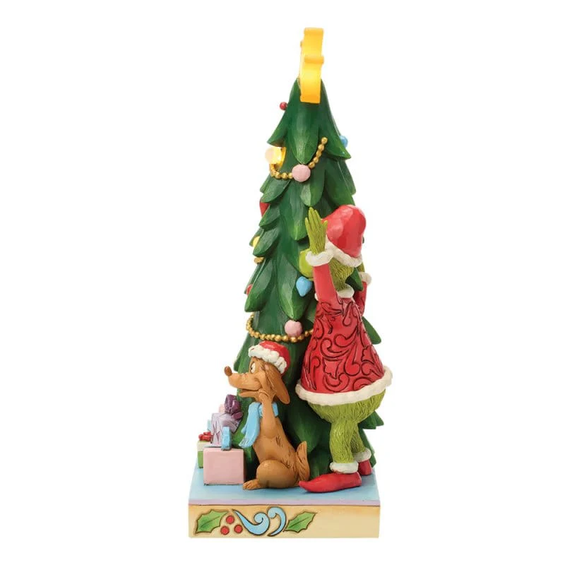 Grinch, Cindy & Max Peeking out from LED Tree  Figurine By Jim Shore 6018962 - Image 3