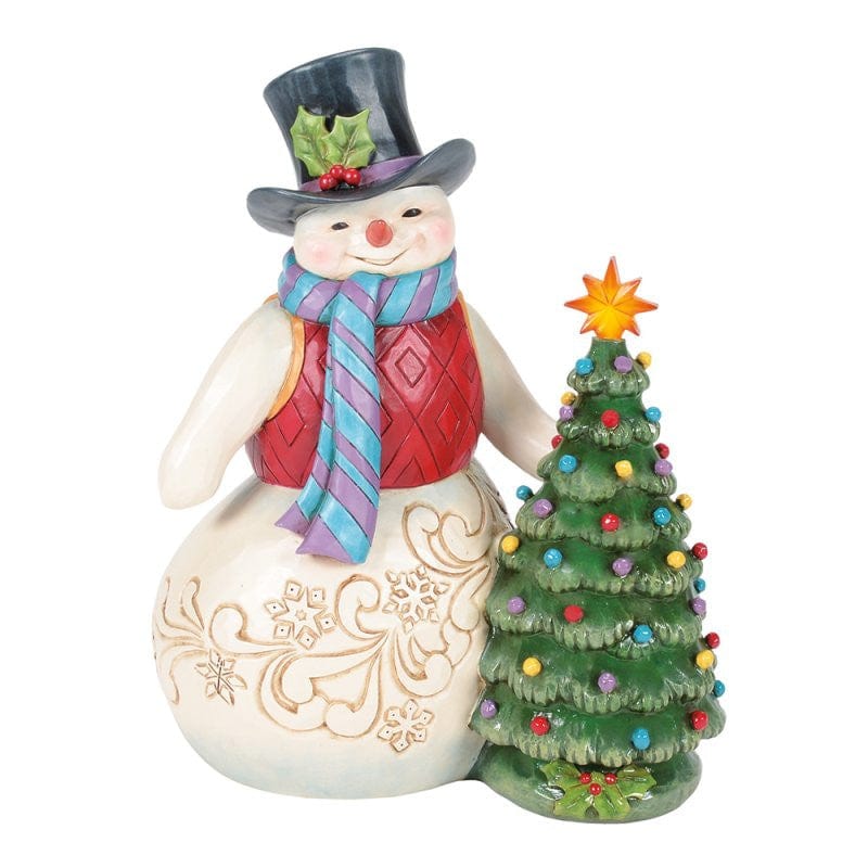 Heartwood Creek By Jim Shore All Is Merry & Bright (Snowman with Vintage LED Tree) Figurine 6017016