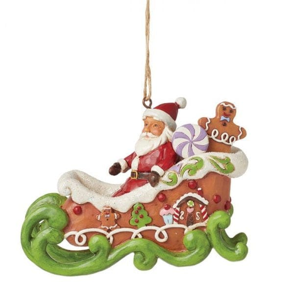 Heartwood Creek By Jim Shore Gingerbread Santa In Sleigh Hanging Ornament 6015508 - Image 2