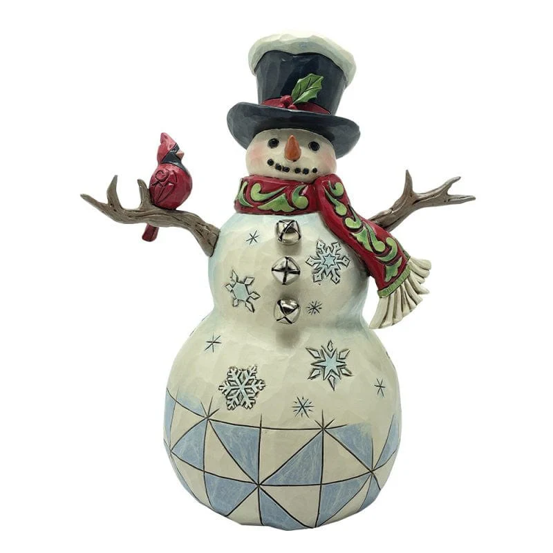 Heartwood Creek By Jim Shore Snowman With Top Hat & Cardinal Figurine 6017055