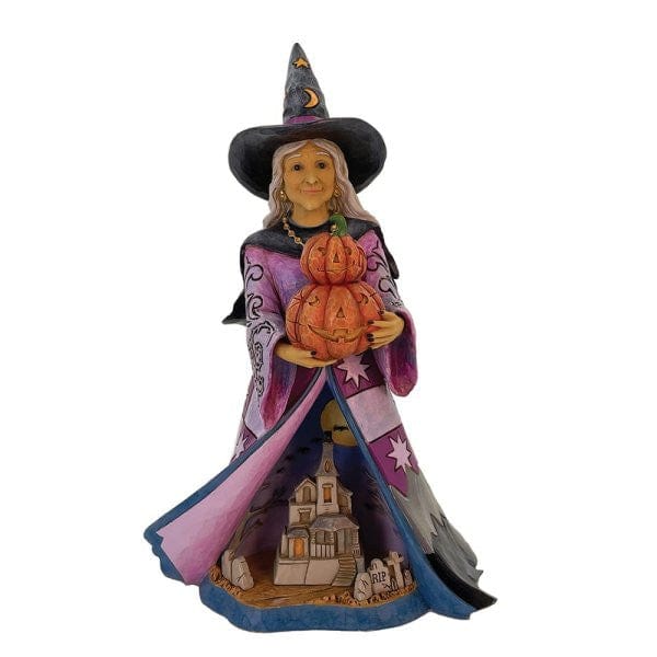 Heartwood Creek By Jim Shore Spellbinding Smiles (Good Witch with LED Pumpkins) Figurine 6016638 - Image 2