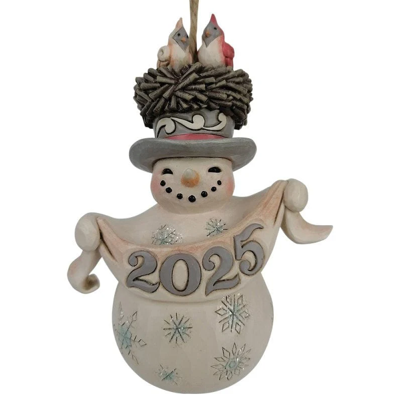 Heartwood Creek By Jim Shore White Woodland 2025 Snowman With Hat Hanging Ornament 6017183