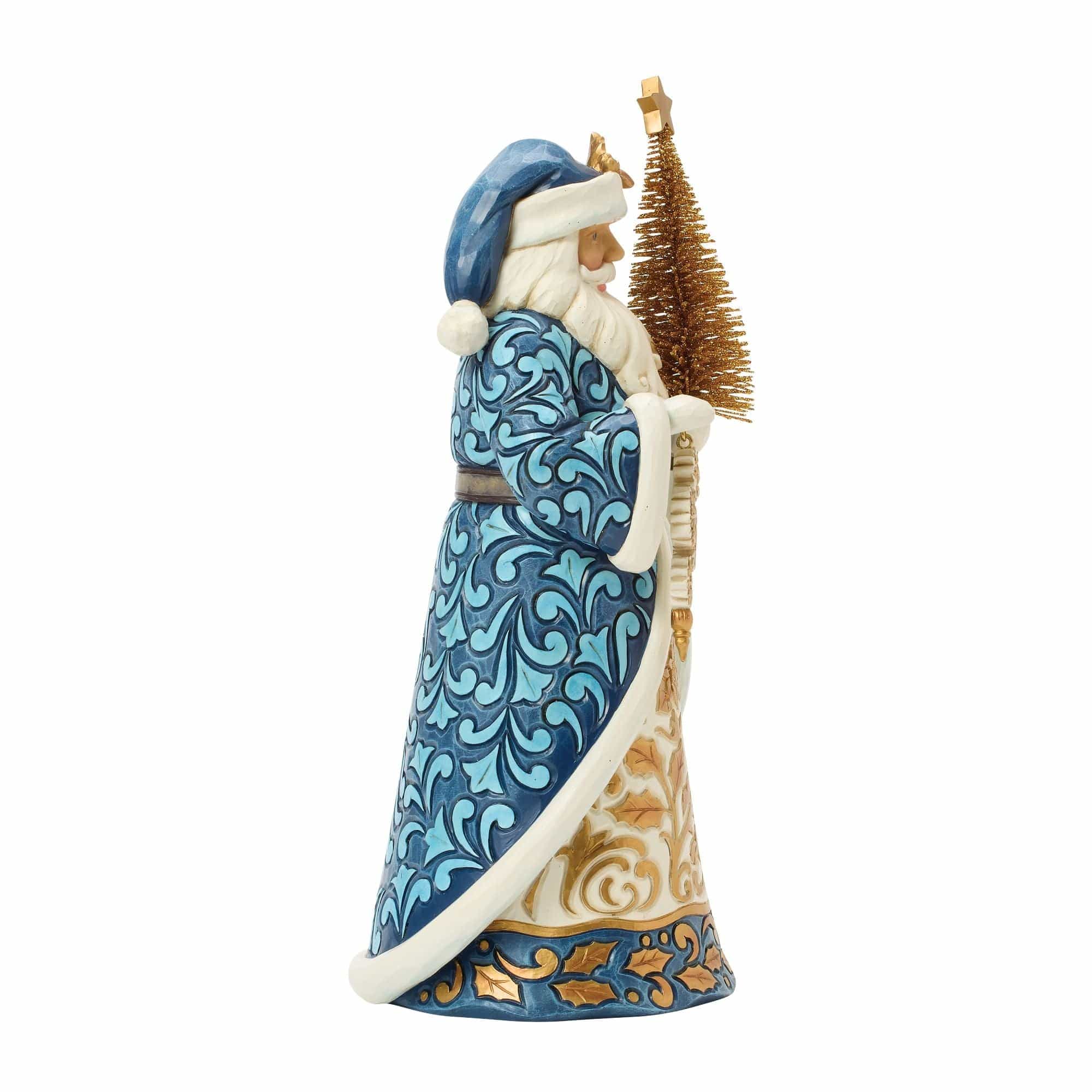 Heartwood Creek Twilight Blue and Gold Santa with Sisal Tree Figurine By Jim Shore - Image 4