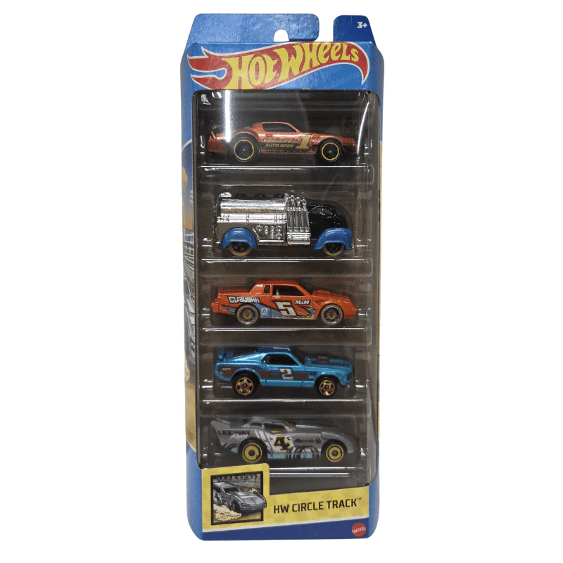 Hot Wheels 5 Car Pack HW Circle Track Yellow Packaging