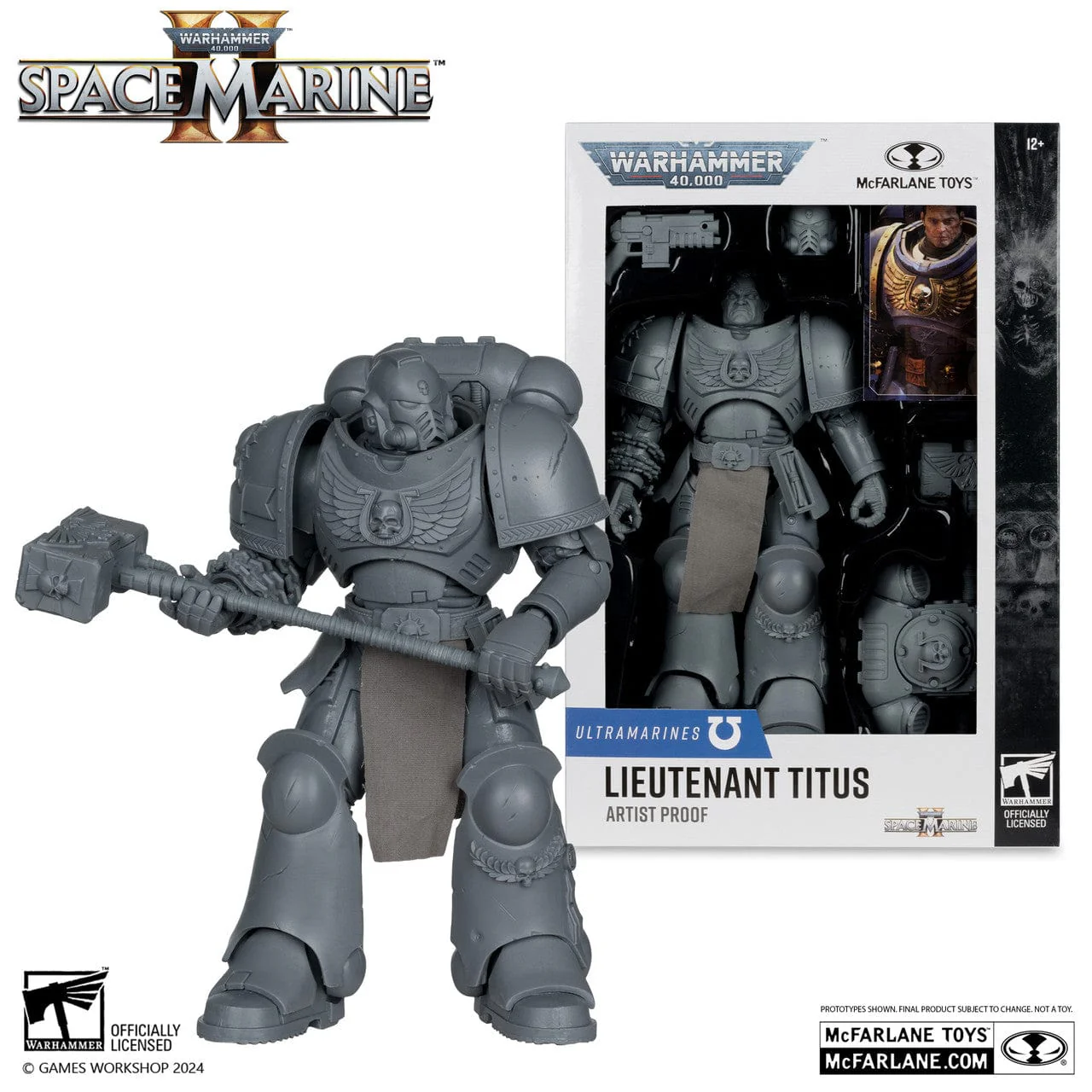 McFarlane Toys Warhammer 40,000 Lieutenant Titus Figure Unpainted Space Marine 2