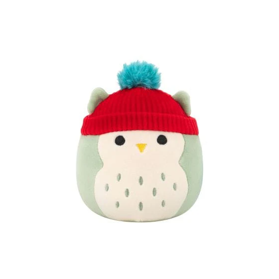 Squishmallows 7.5" Holiday Oba Sage Green Owl With Burgundy Hat Plush