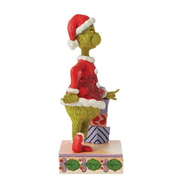 The Grinch Leaning On Stacked Gifts Figurine By Jim Shore 6015218 - Image 2