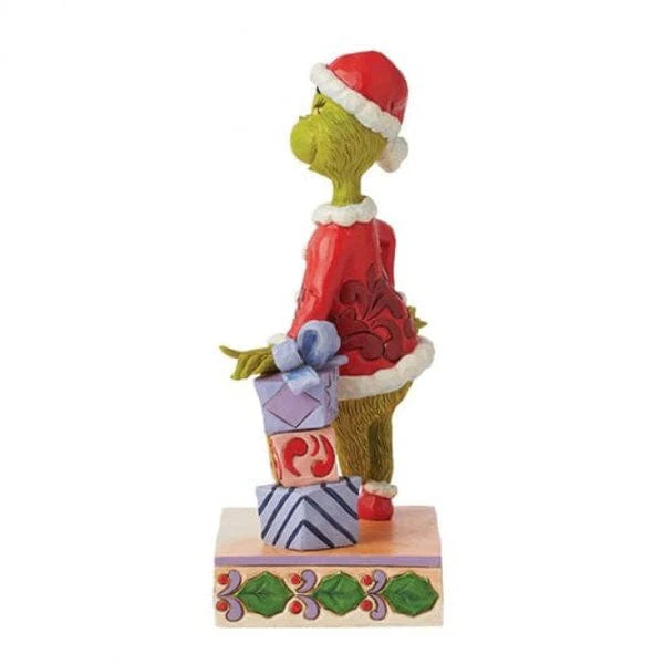 The Grinch Leaning On Stacked Gifts Figurine By Jim Shore 6015218 - Image 3