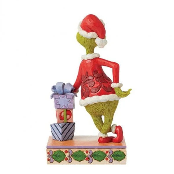 The Grinch Leaning On Stacked Gifts Figurine By Jim Shore 6015218 - Image 4